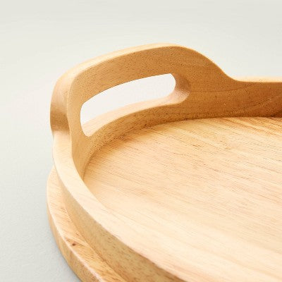  18" Round Rubberwood Serving Tray With Handles - Hearth & Hand™ With Magnolia