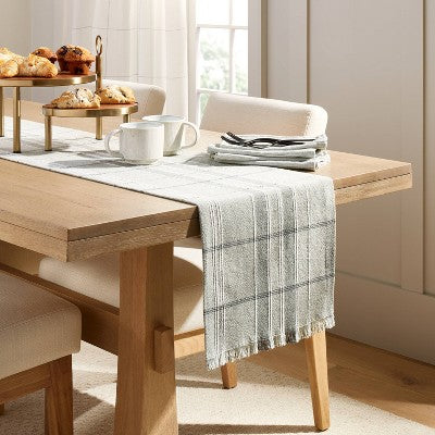  Textured Fall Plaid Woven Table Runner Sage Green - Hearth & Hand™ With Magnolia