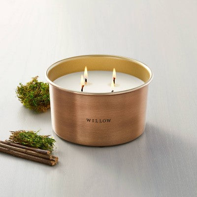 Lidded Metal Willow 4-Wick Jar Candle Brass Finish 20oz - Hearth & Hand™ With Magnolia