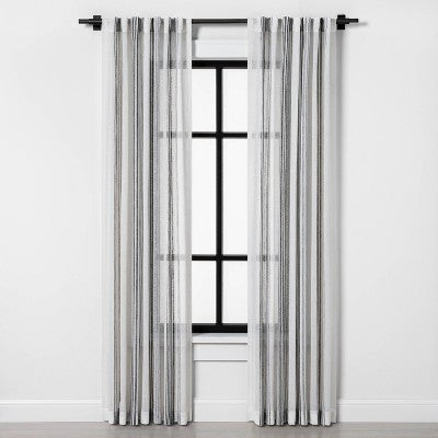  Vertical Stripe Curtain Sheer Gray/Cream - Hearth & Hand™ With Magnolia