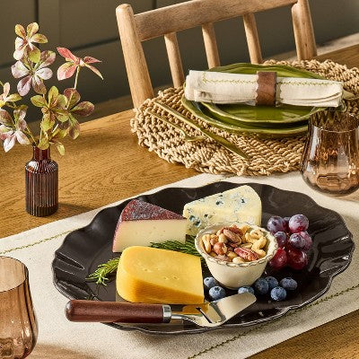  Ceramic Wavy Edge Serving Platter Brown - Hearth & Hand™ With Magnolia