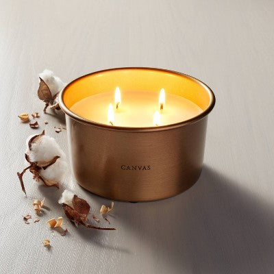  Lidded Metal Canvas 4-Wick Jar Candle Brass Finish 20oz - Hearth & Hand™ With Magnolia