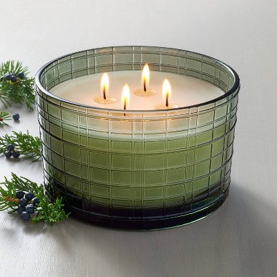  Textured Glass Cypress & Pine Jar Christmas Candle Green 24oz - Hearth & Hand™ With Magnolia