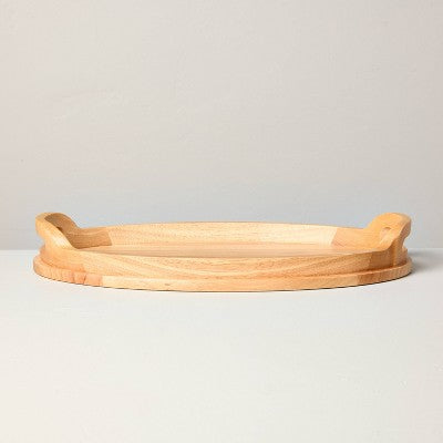  18" Round Rubberwood Serving Tray With Handles - Hearth & Hand™ With Magnolia