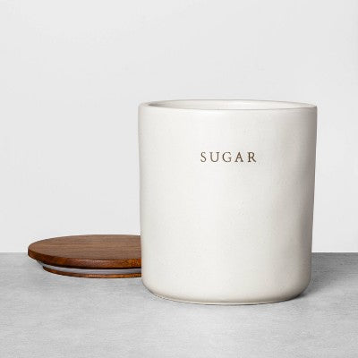  67oz Stoneware Sugar Canister With Wood Lid Cream/Brown - Hearth & Hand™ With Magnolia