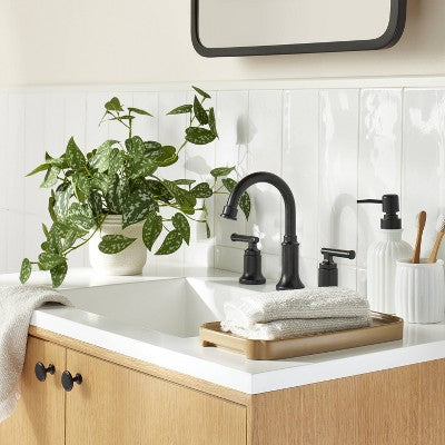  10" Faux Satin Variegated Pothos Plant - Hearth & Hand™ With Magnolia: Indoor Decorative Artificial Foliage In Off-White Pot