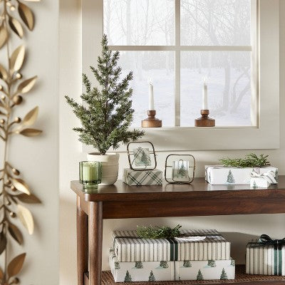  7"x3" Flameless Christmas Window Candle With Wood Base - Hearth & Hand™ With Magnolia