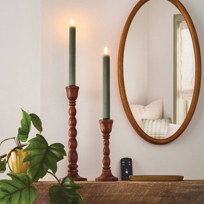  6pk Ribbed Flameless Taper Candles - Hearth & Hand™ With Magnolia