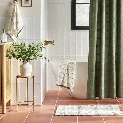  Ribbed Terry Bath Towels Cream/Green - Hearth & Hand™ With Magnolia