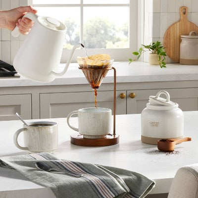  12oz Stoneware Crock Coffee Canister With Scoop Cream/Clay - Hearth & Hand™ With Magnolia