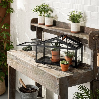  9" Wide Rectangular Metal & Glass Terrarium Black - Hearth & Hand™ With Magnolia