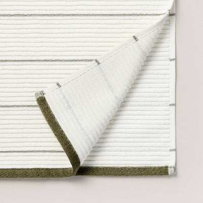  Ribbed Terry Bath Towels Cream/Green - Hearth & Hand™ With Magnolia