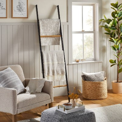  6' Wood & Steel Blanket Ladder Black/Natural - Hearth & Hand™ With Magnolia