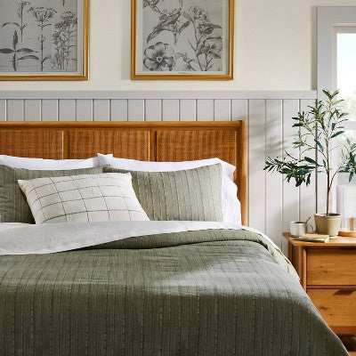  26"x26" Grid Lines Matelassé Euro Bed Pillow - Hearth & Hand™ With Magnolia