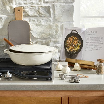  5.3qt Enameled Cast Iron Braiser Sour Cream - Hearth & Hand™ With Magnolia