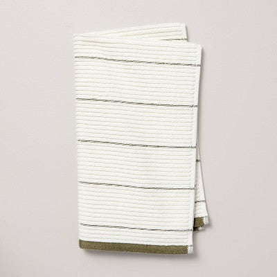  Ribbed Terry Bath Towels Cream/Green - Hearth & Hand™ With Magnolia