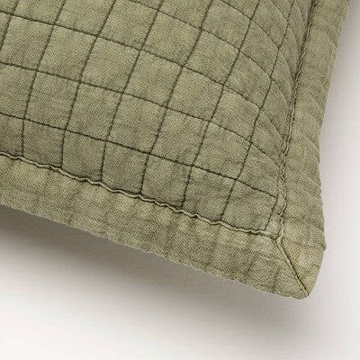  26"x26" Quilt Euro Square Throw Pillow Green - Hearth & Hand™ With Magnolia