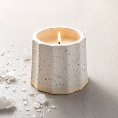  Wide Fluted Speckled Ceramic Salt Jar Candle Tonal Cream 11oz - Hearth & Hand™ With Magnolia